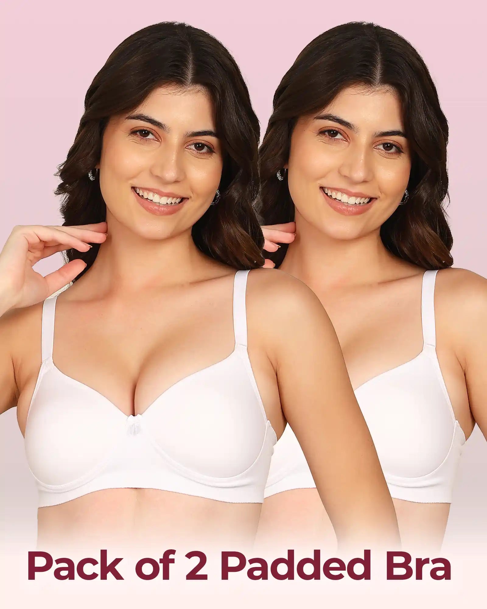 Komli Bonded Breathable Cotton Full Coverage Padded Bra (KB-1013) (Pack of 2)