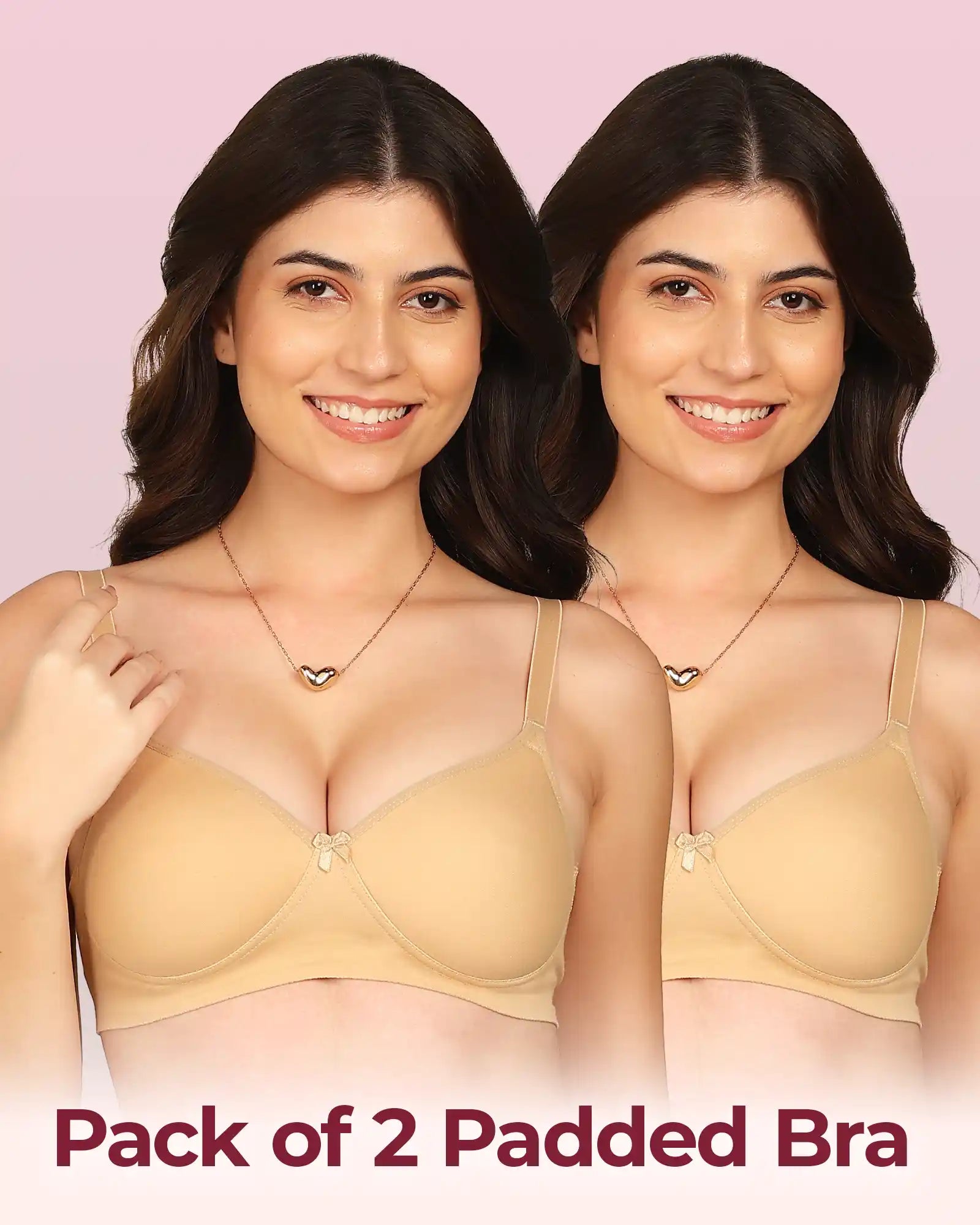 Komli Bonded Breathable Cotton Full Coverage Padded Bra (KB-1013) (Pack of 2)