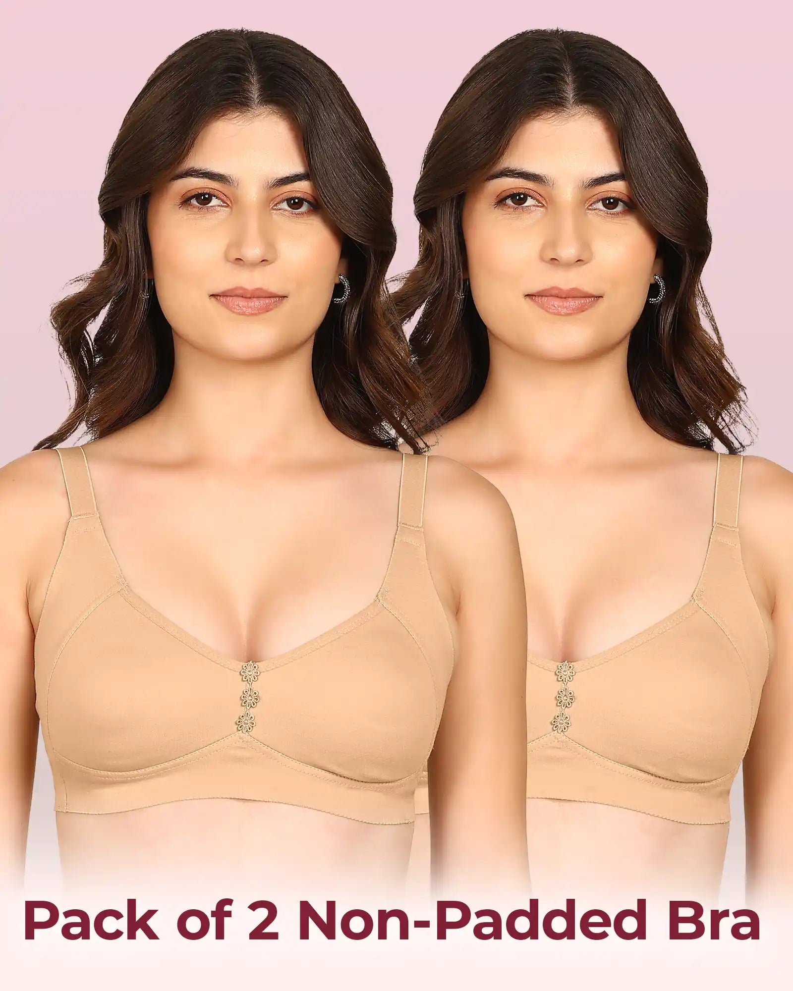 Komli Bonded Breathable Cotton Plus Size M-Frame Minimiser Non-Padded Bra (KB-405) (Pack of 2)