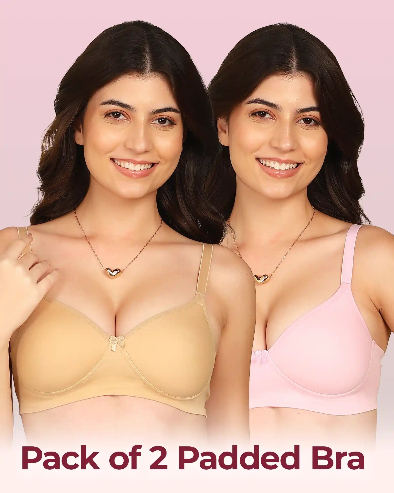 Komli Bonded Breathable Cotton Full Coverage Padded Bra (KB-1013) (Pack of 2)
