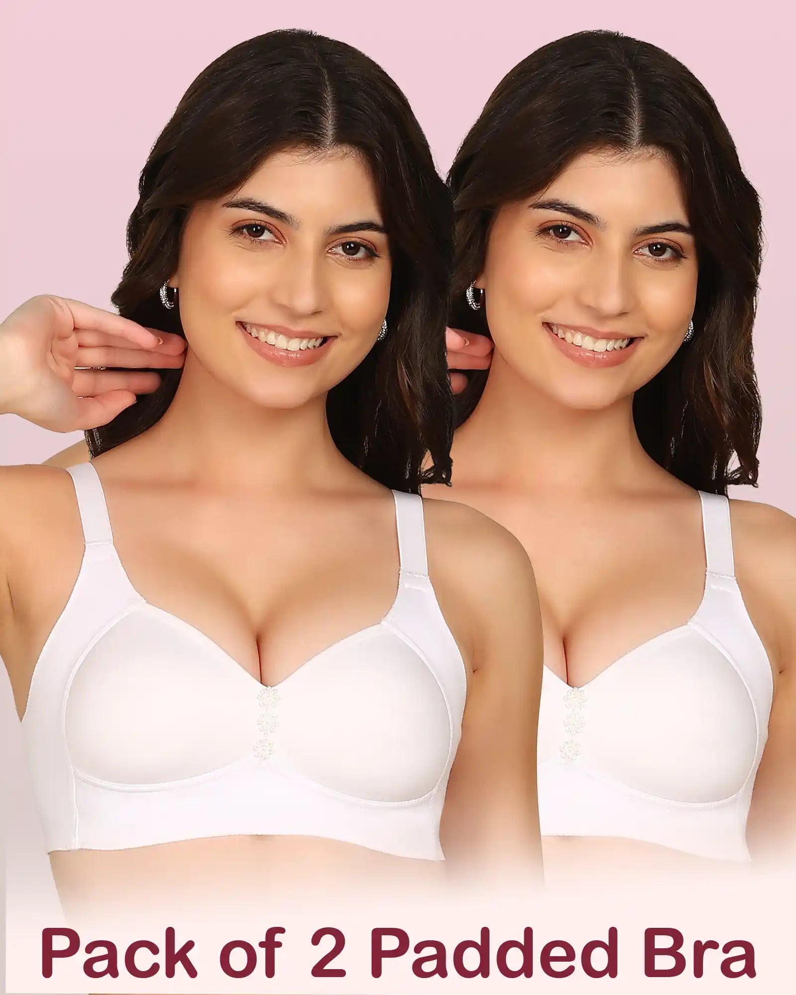 Komli Bonded Breathable Cotton Plus Size M-Frame Minimiser Padded Bra (KB-408) (Pack of 2)