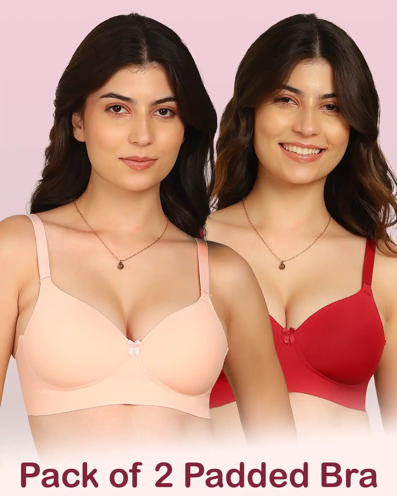 Komli Bonded Polyamide Full Coverage Padded Bra (Level 1 Padding) (KB-5991) (Pack of 2)