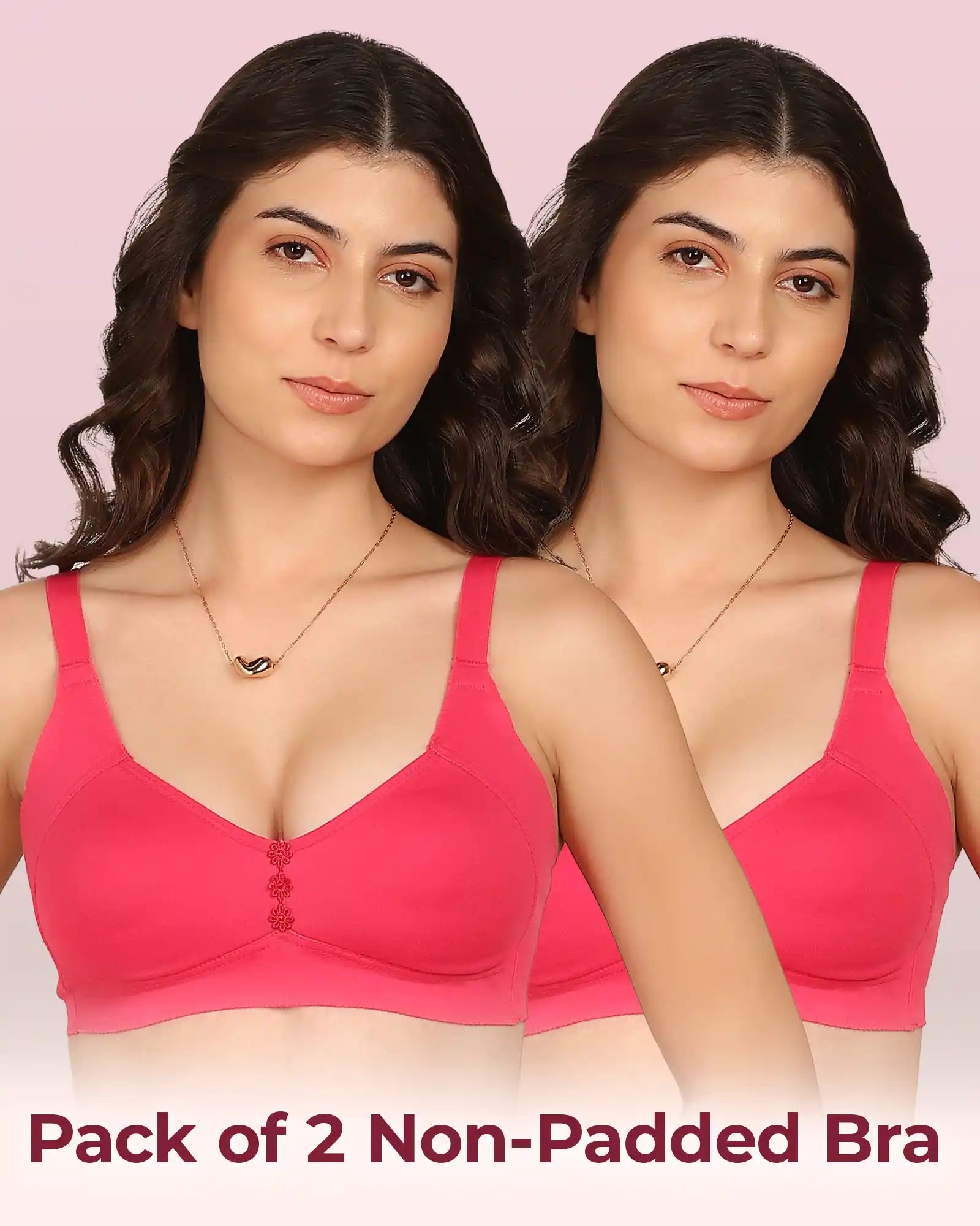 Komli Bonded Breathable Cotton Plus Size M-Frame Minimiser Non-Padded Bra (KB-405) (Pack of 2)