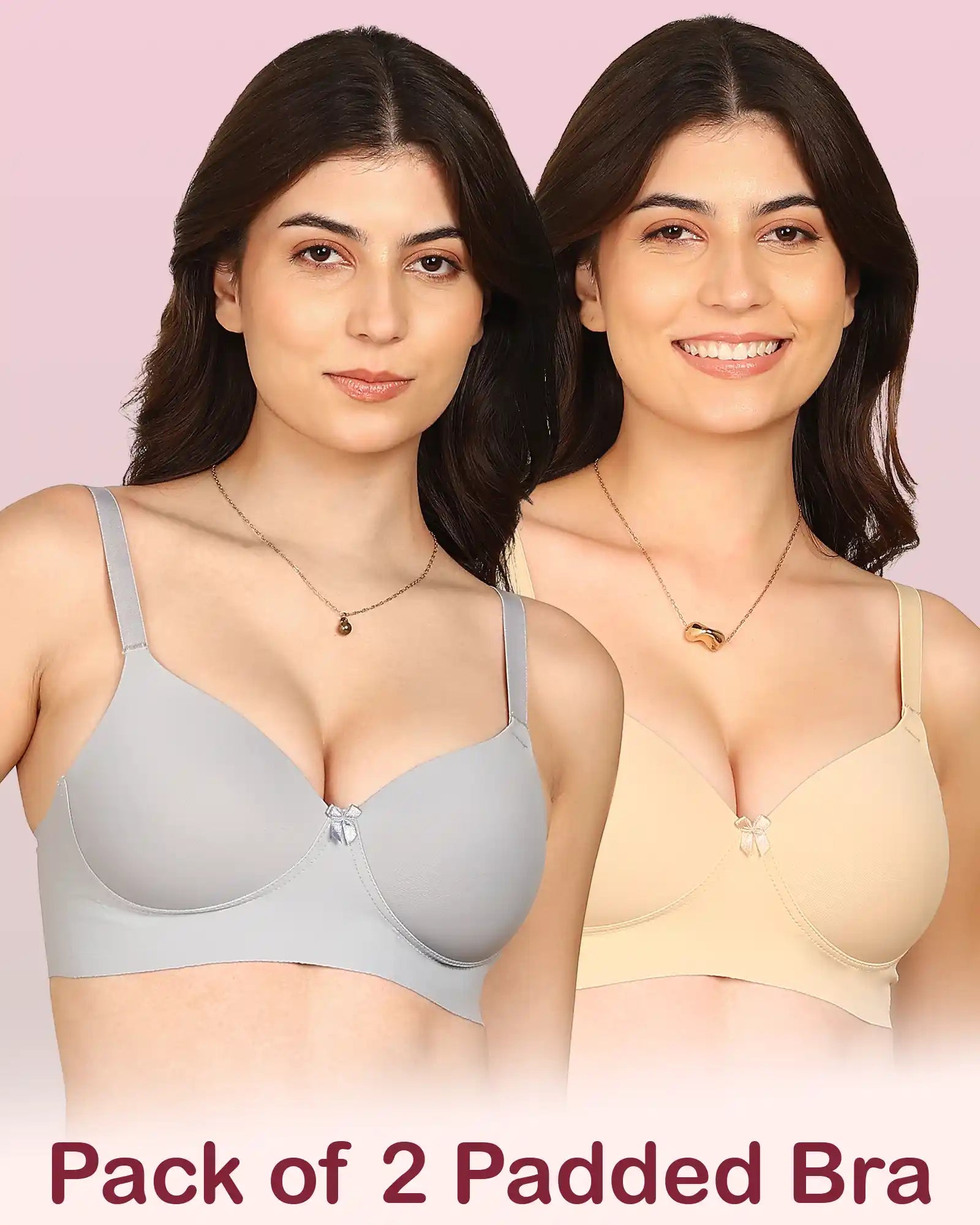 Komli Bonded Polyamide Full Coverage Padded Bra (Level 1 Padding) (KB-5991) (Pack of 2)