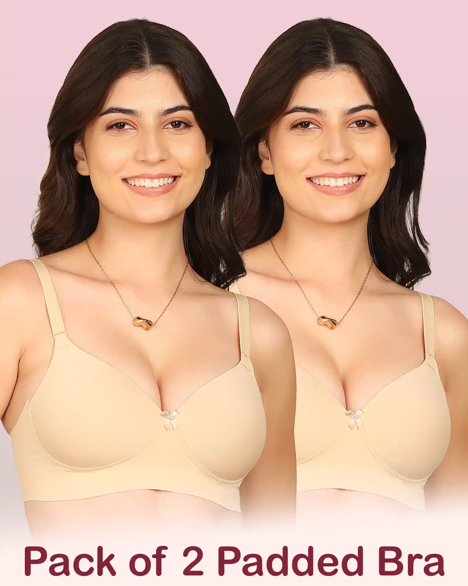 Komli Bonded Polyamide Full Coverage Padded Bra (Level 1 Padding) (KB-5991) (Pack of 2)
