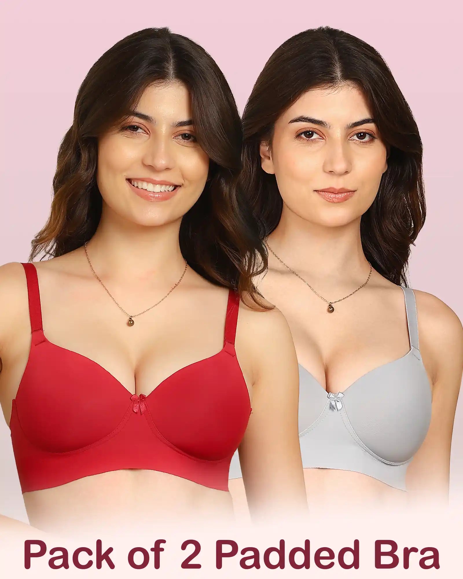 Komli Bonded Polyamide Full Coverage Padded Bra (Level 1 Padding) (KB-5991) (Pack of 2)