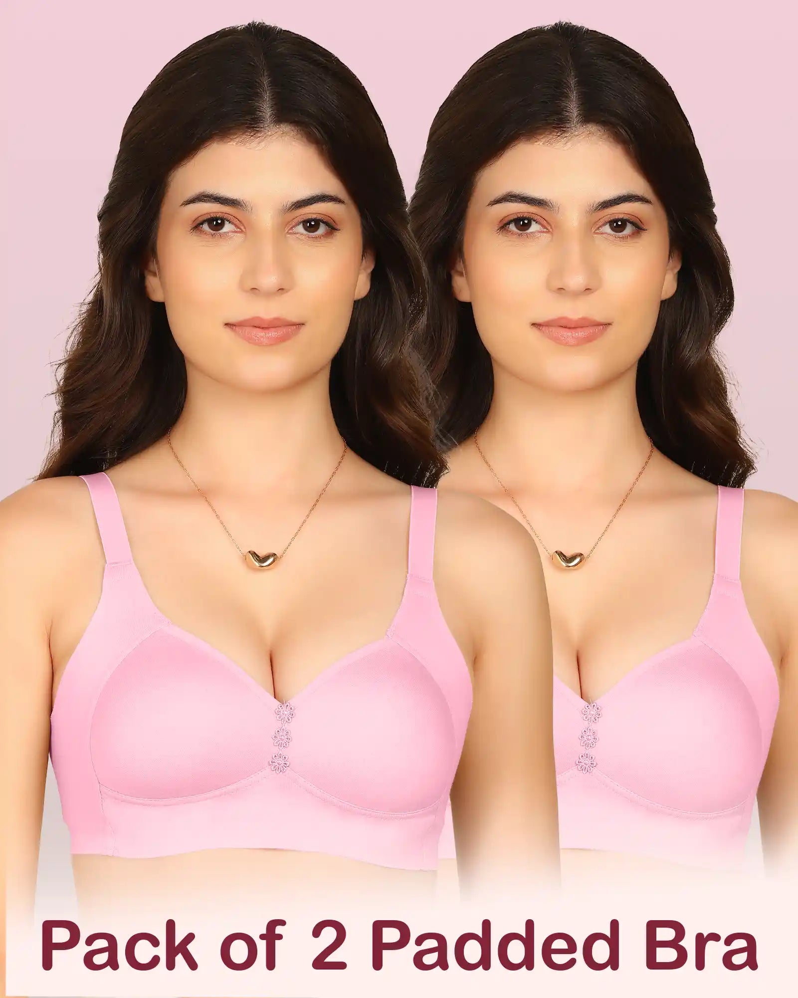 Komli Bonded Breathable Cotton Plus Size M-Frame Minimiser Padded Bra (KB-408) (Pack of 2)