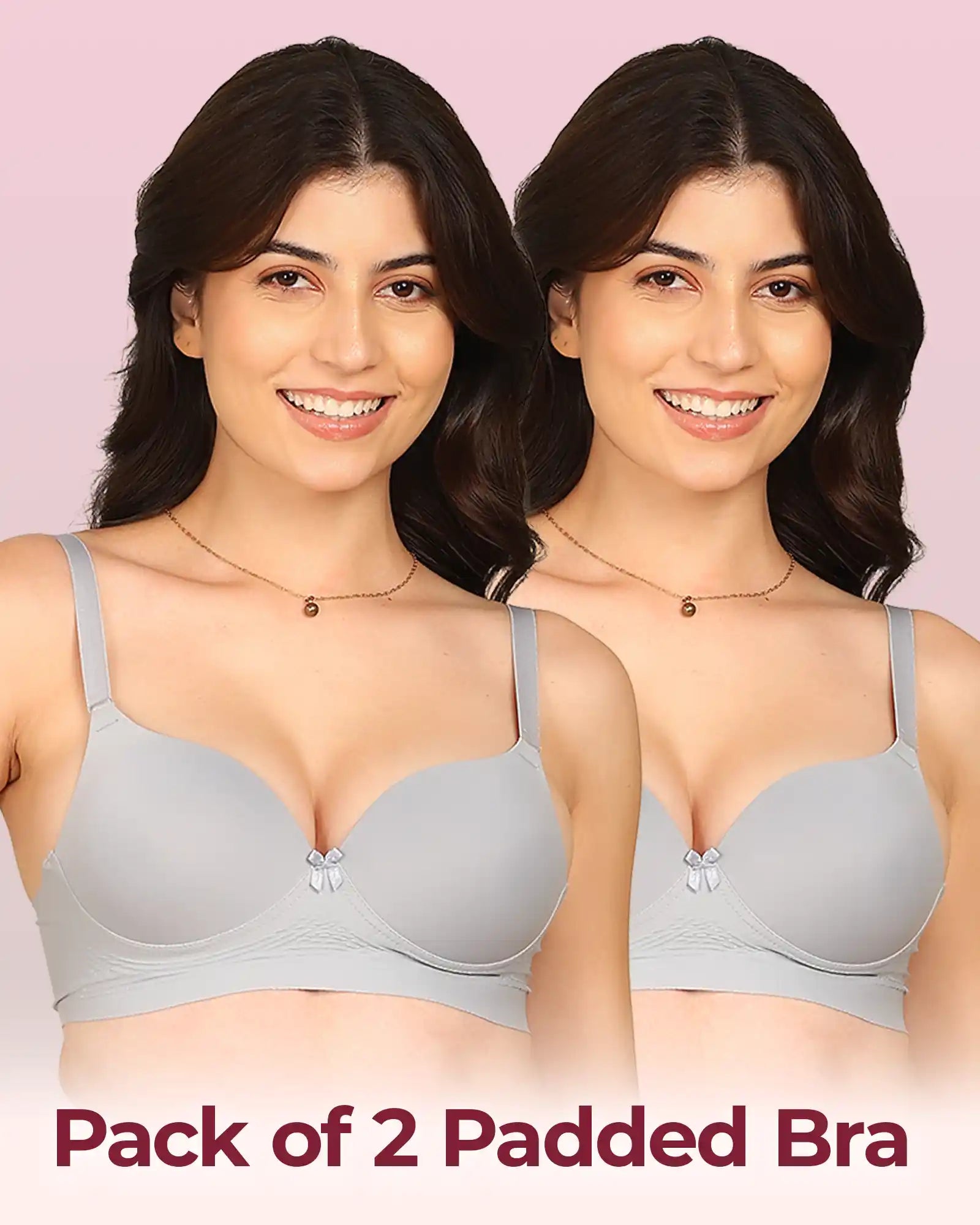 Komli Bonded Polyamide Push-Up 3/4 Coverage Maximiser Bra (Level 2 Padding) (KB-5107) (Pack of 2)