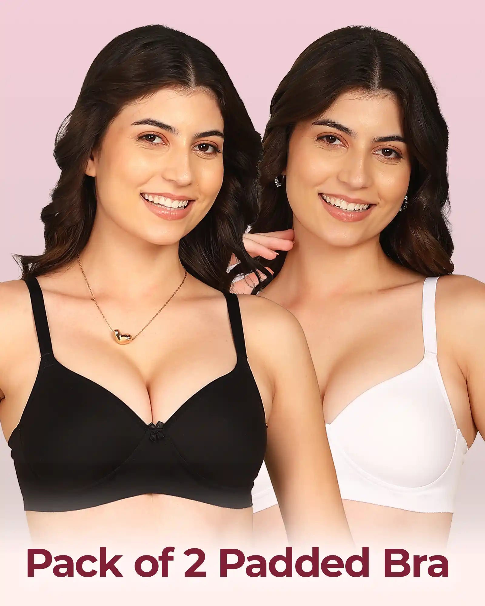 Komli Bonded Breathable Cotton Full Coverage Padded Bra (KB-1013) (Pack of 2)