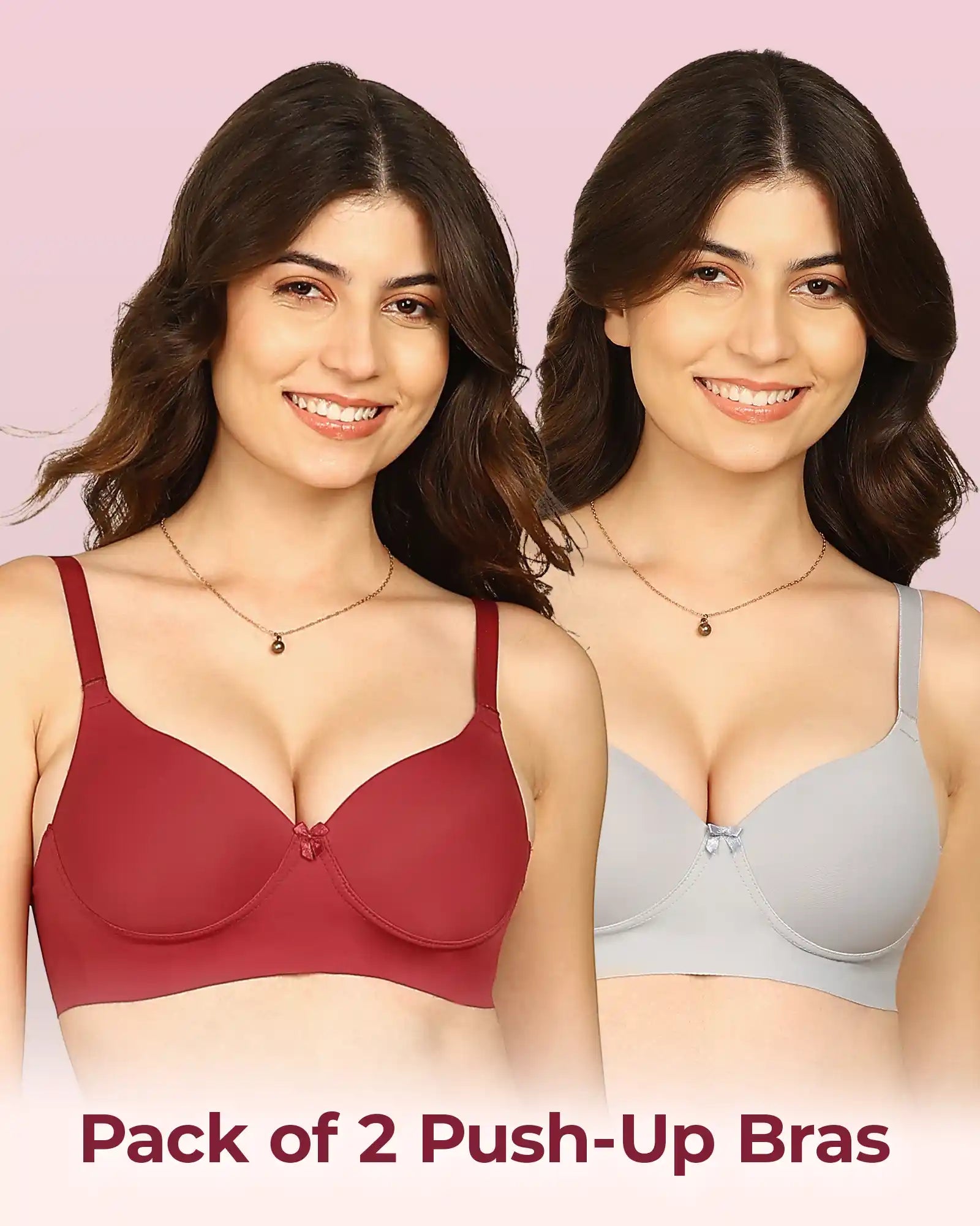 Komli Bonded Polyamide Push-Up 3/4 Coverage Bra (Level 3 Padding) (KB-5301) (Pack of 2)