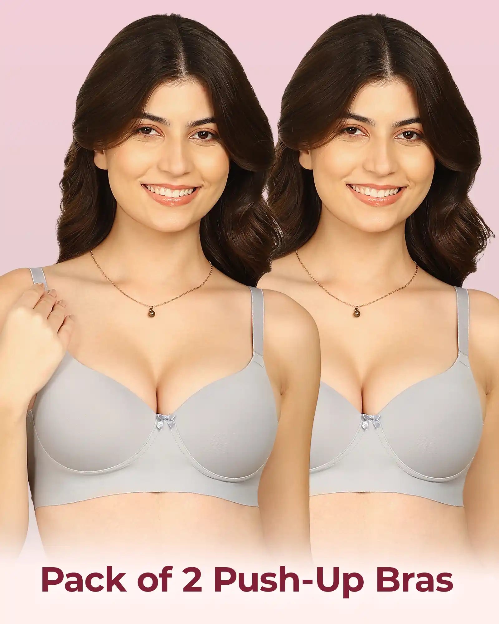 Komli Bonded Polyamide Push-Up 3/4 Coverage Bra (Level 3 Padding) (KB-5301) (Pack of 2)