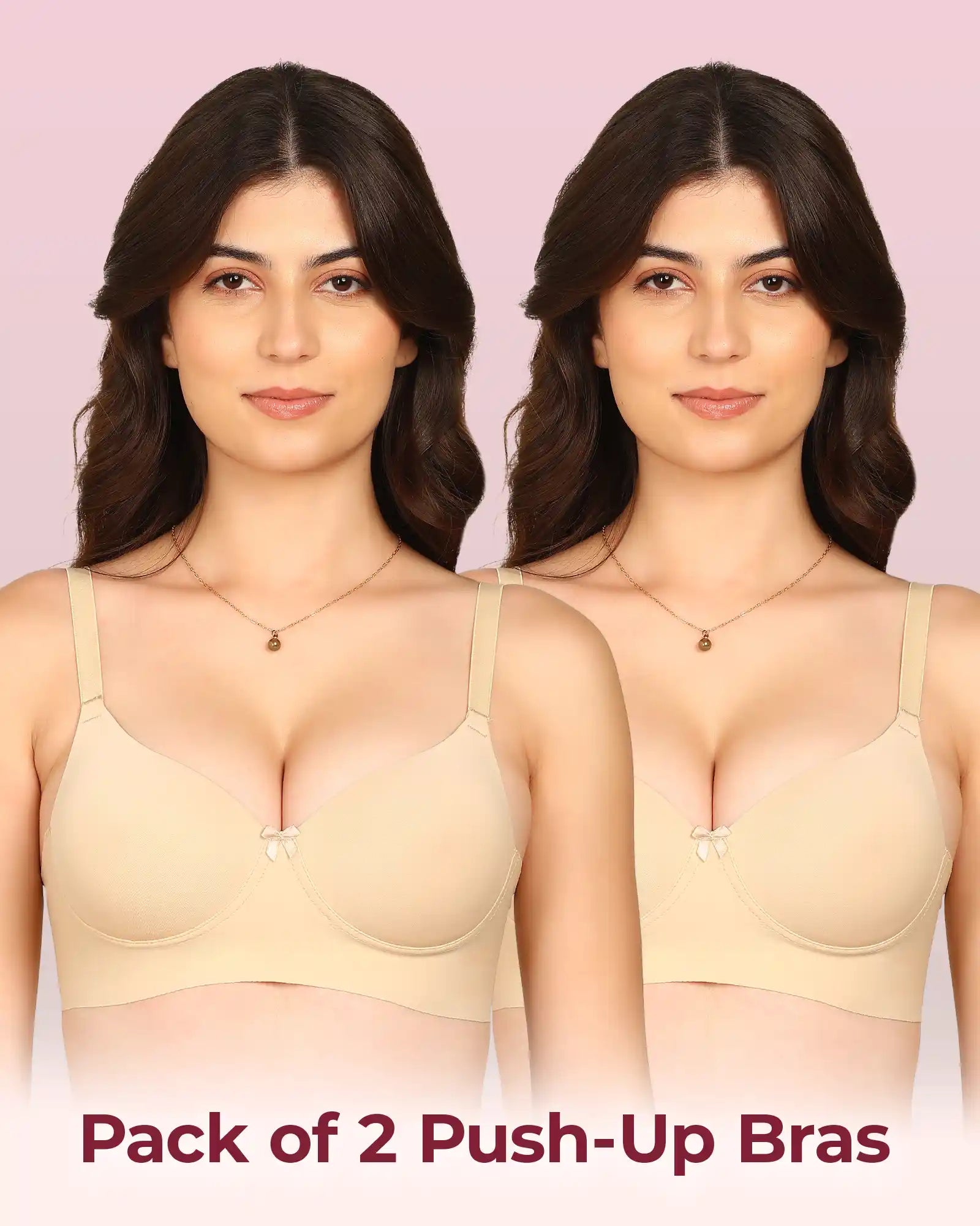 Komli Bonded Polyamide Push-Up 3/4 Coverage Bra (Level 3 Padding) (KB-5301) (Pack of 2)