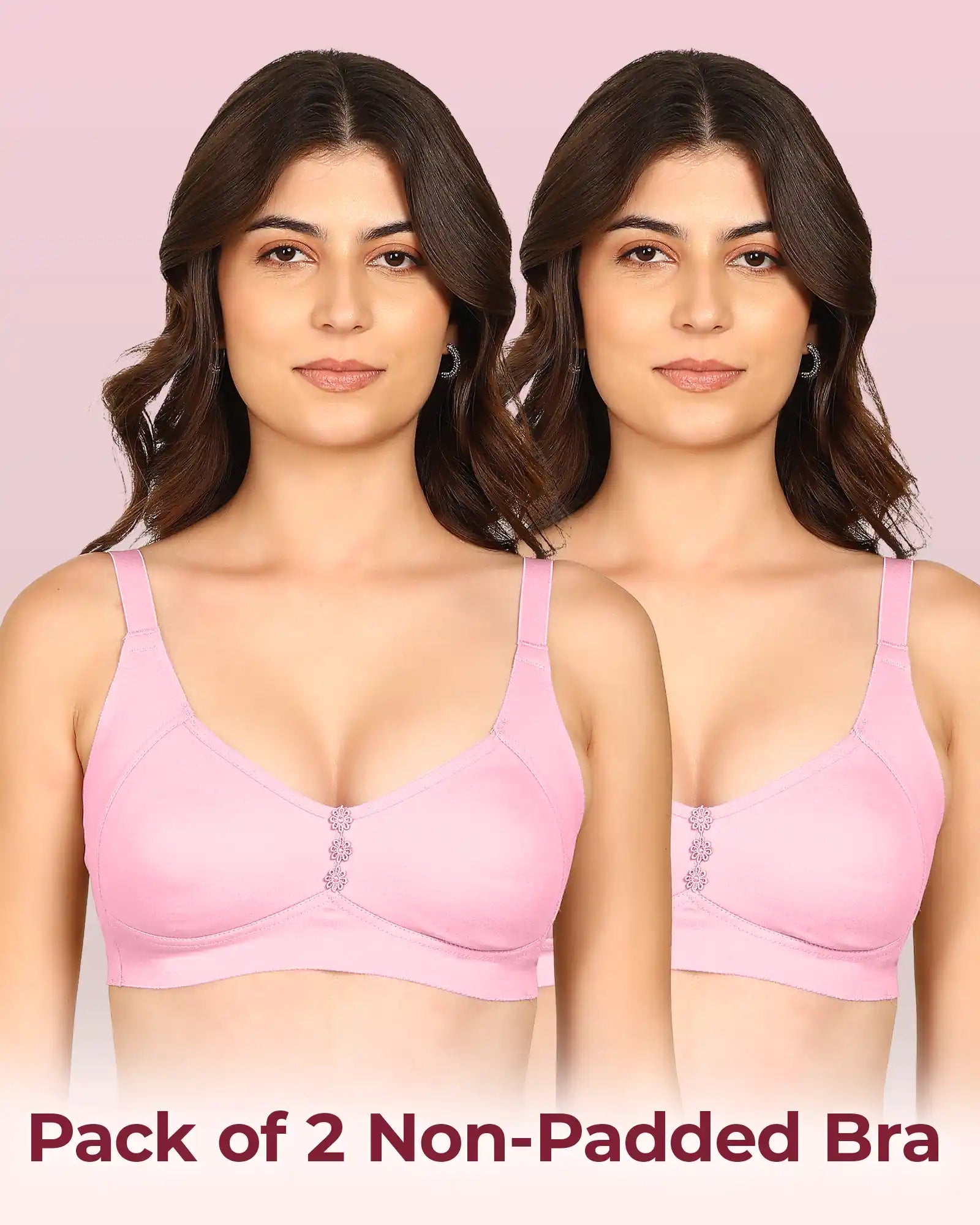 Komli Bonded Breathable Cotton Plus Size M-Frame Minimiser Non-Padded Bra (KB-405) (Pack of 2)