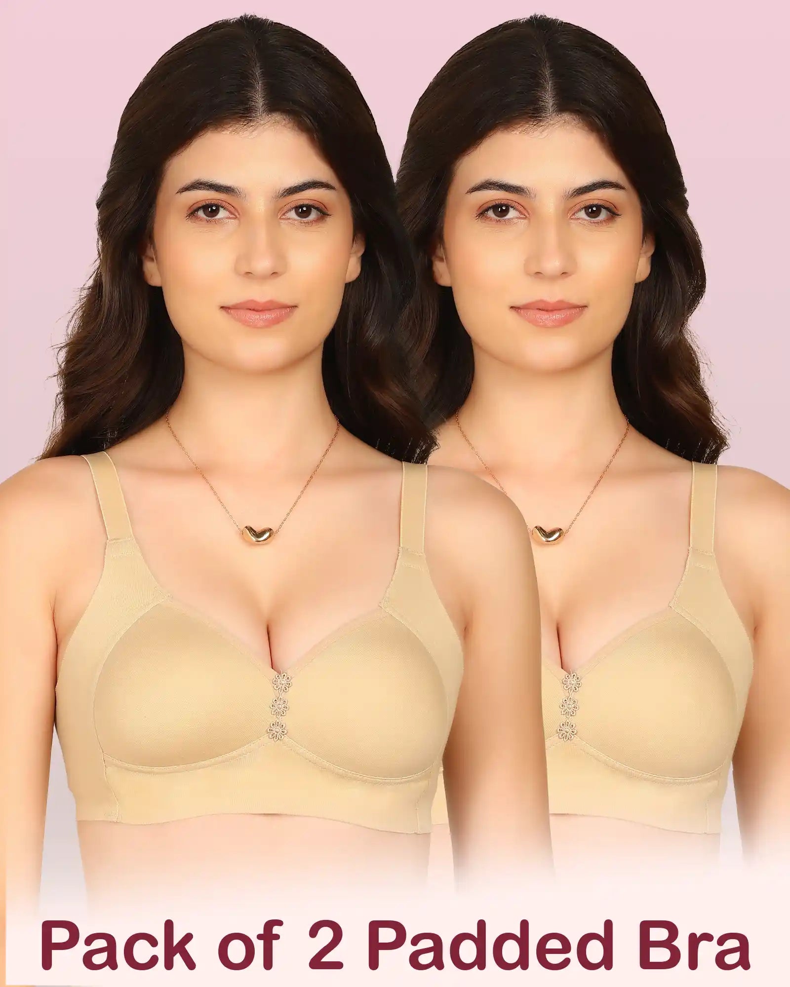 Komli Bonded Breathable Cotton Plus Size M-Frame Minimiser Padded Bra (KB-408) (Pack of 2)