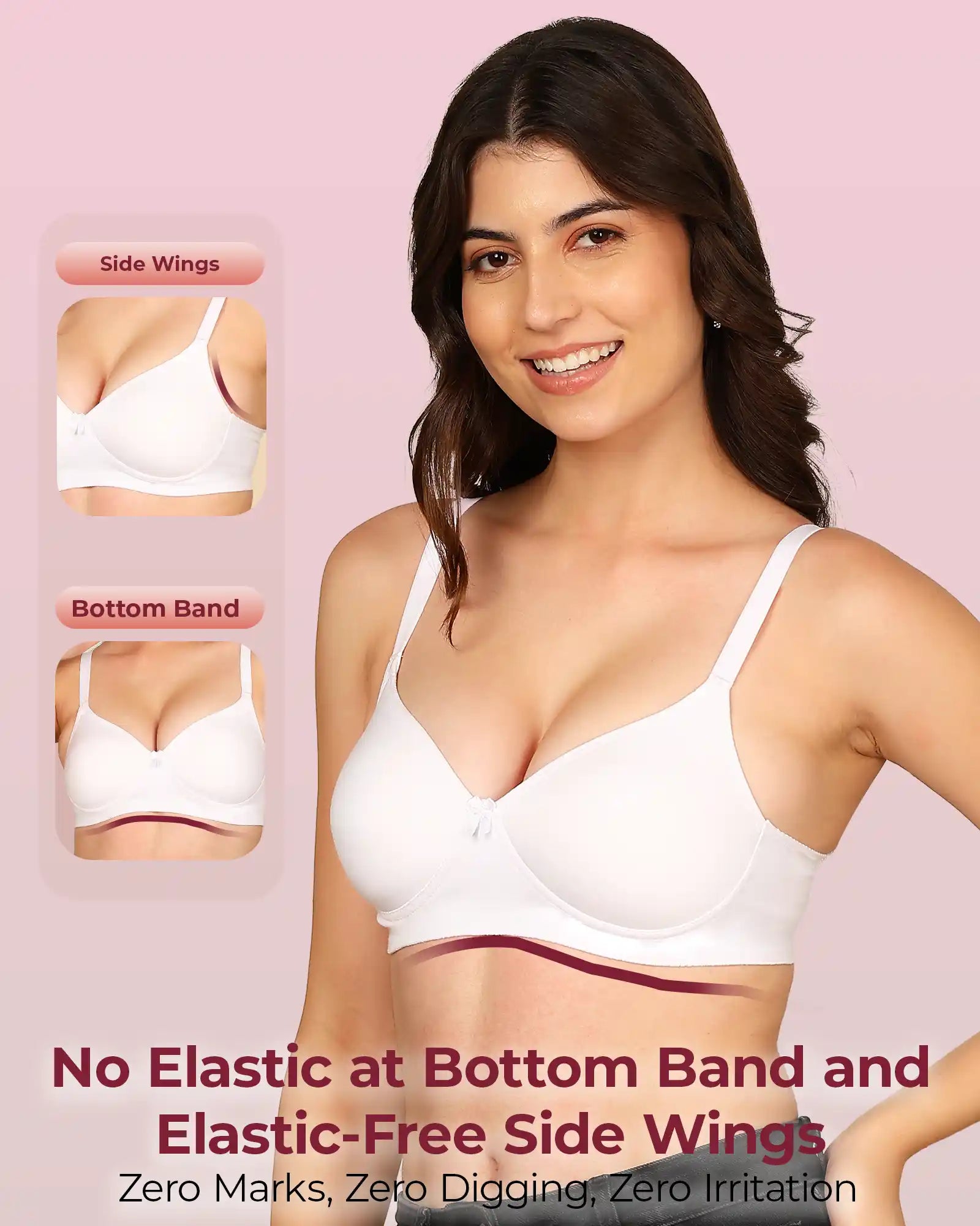 Komli Bonded Breathable Cotton Full Coverage Padded Bra (KB-1013) (Pack of 2)