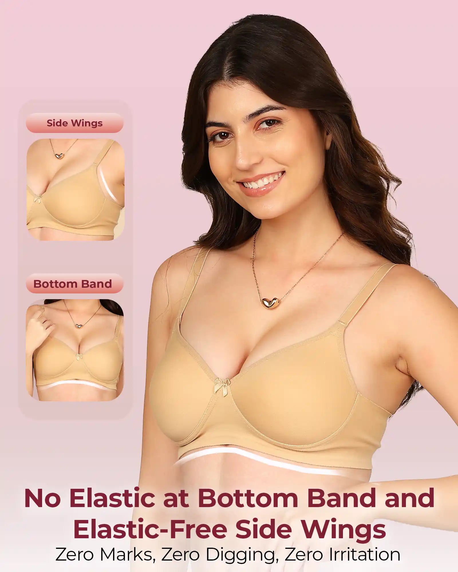 Komli Bonded Breathable Cotton Full Coverage Padded Bra (KB-1013-SKIN)