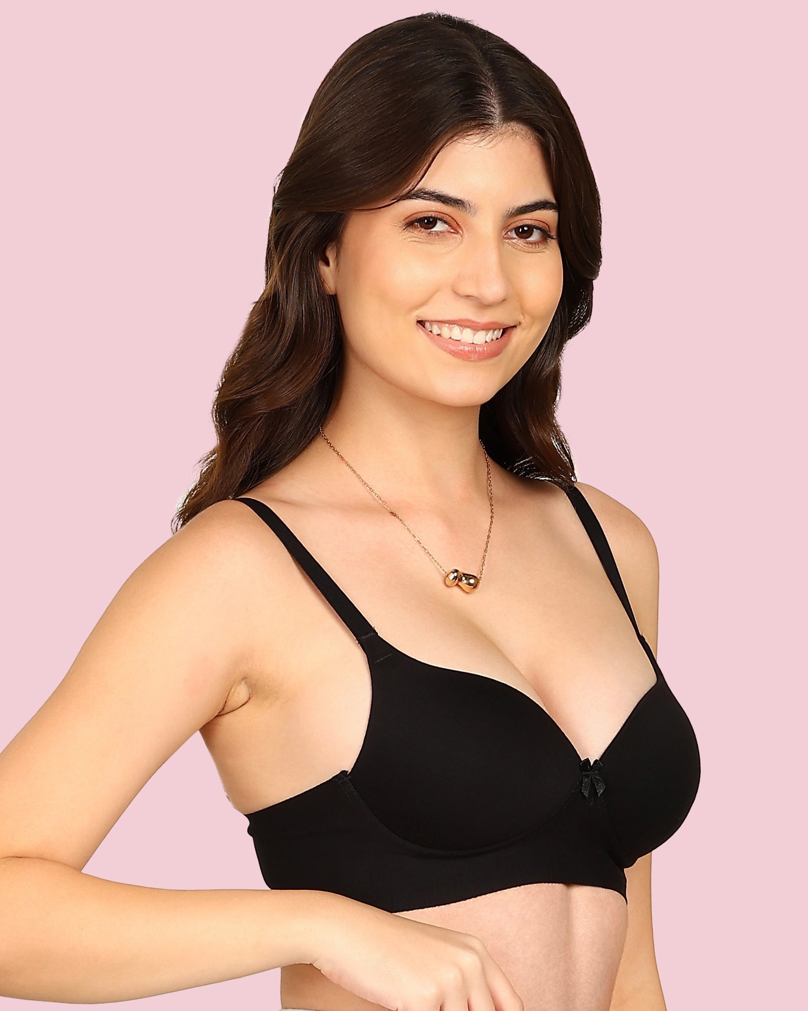 Komli Cotton Bonded Seamless Maximiser Bra (KB-97015-BLACK)