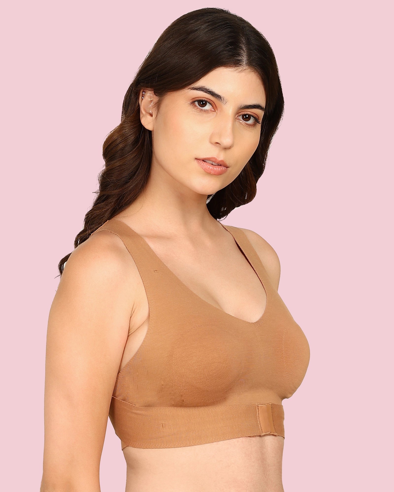 Komli Cotton Bonded Seamless Non-Padded Invisi-Gym Bra (KB-995-FAWN)