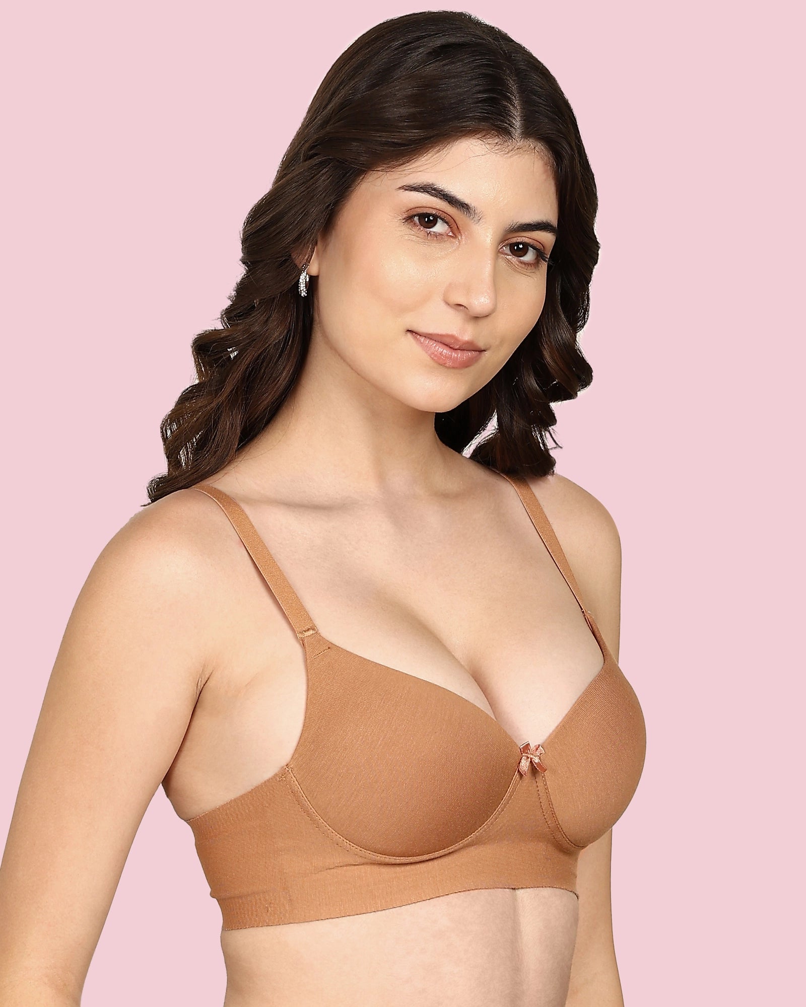 Komli Cotton Bonded Seamless Push-Up Bra (KB-93510-FAWN)