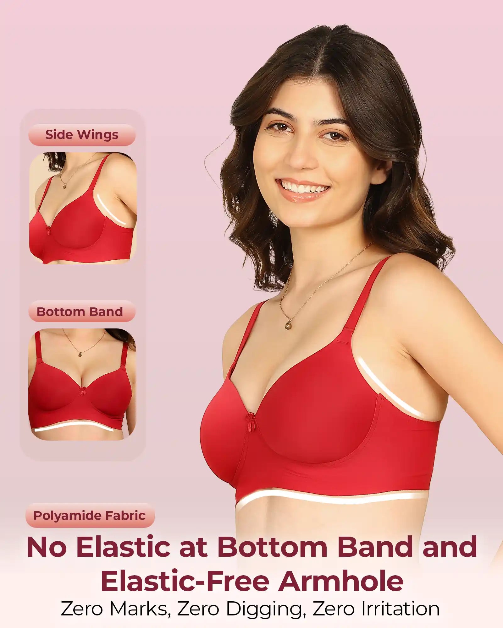 Komli Bonded Polyamide Full Coverage Padded Bra (Level 1 Padding) (KB-5991) (Pack of 2)