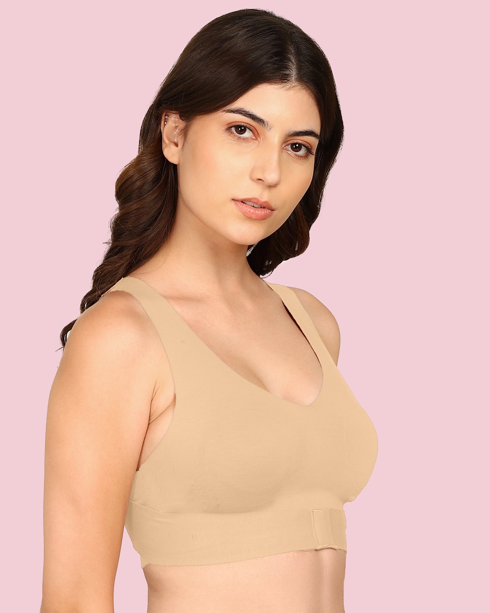 Komli Cotton Bonded Seamless Non-Padded Invisi-Gym Bra (KB-995-SKIN)