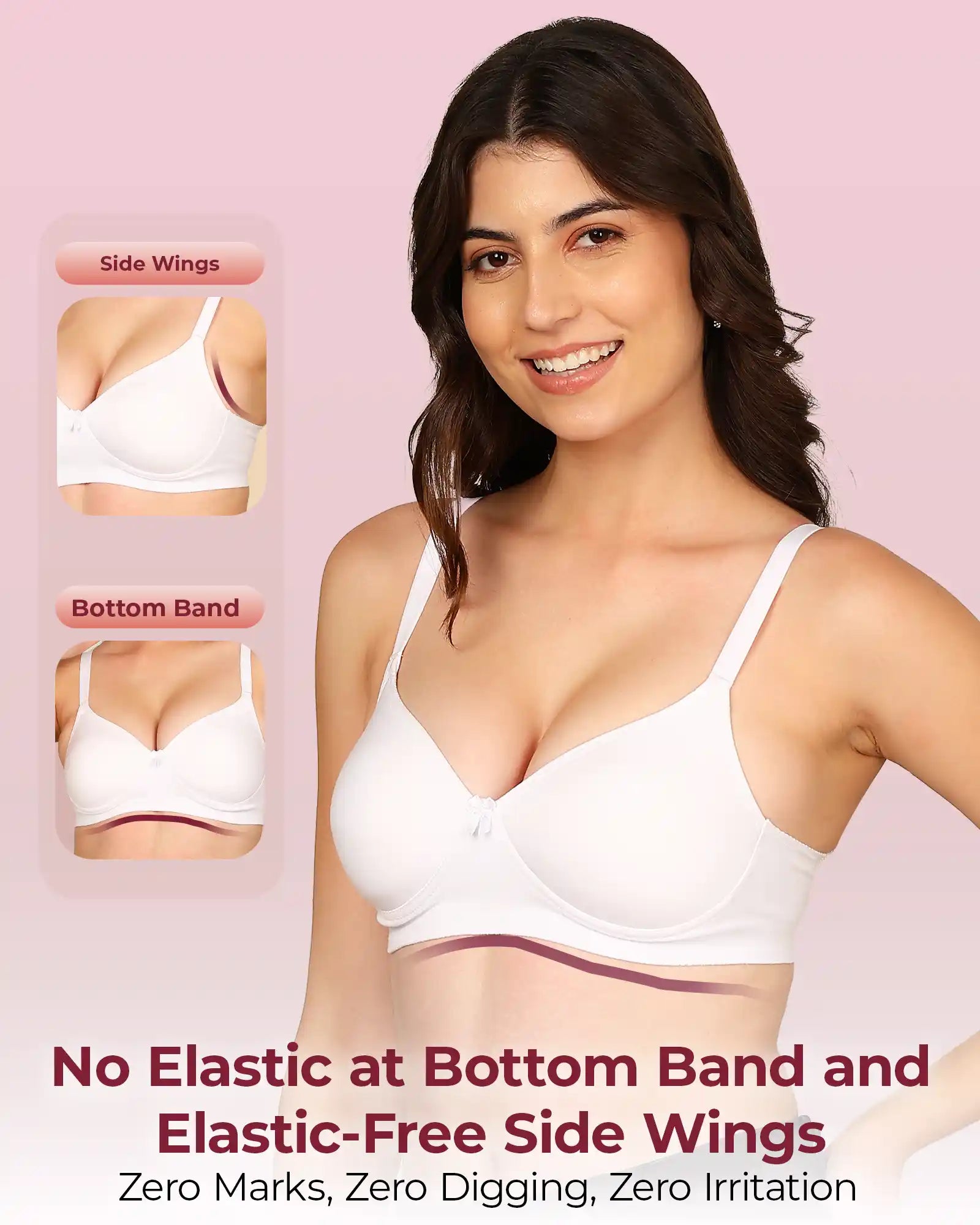 Komli Bonded Breathable Cotton Full Coverage Padded Bra (KB-1013-WHITE)