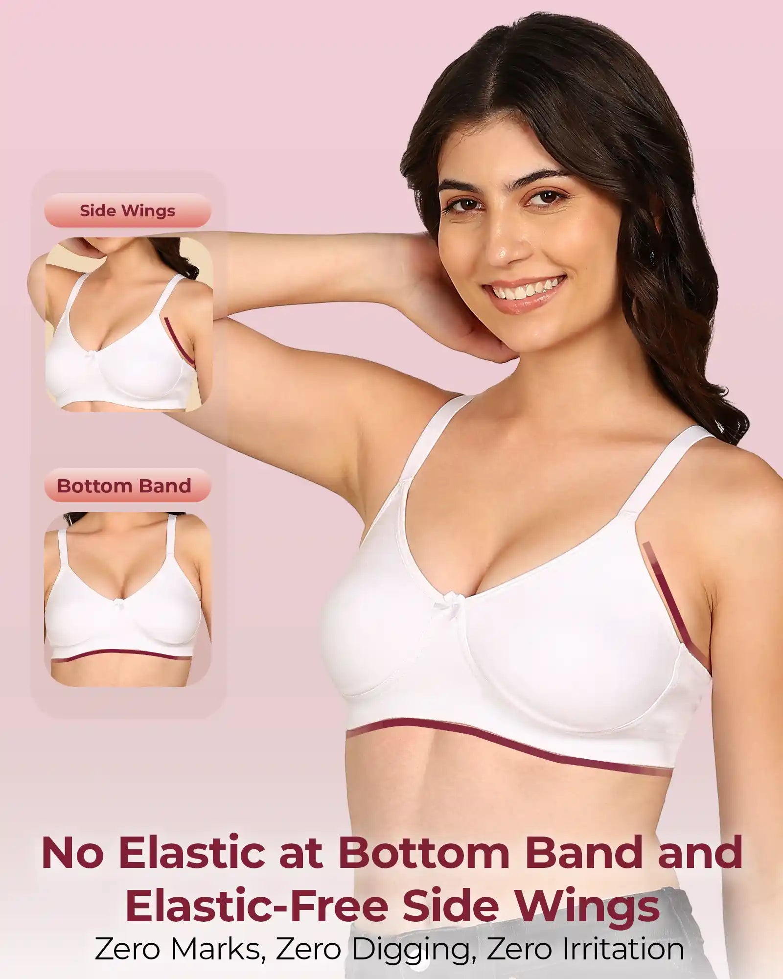 Komli Bonded Breathable Cotton Full Coverage Non-Padded Bra (KB-352-WHITE)