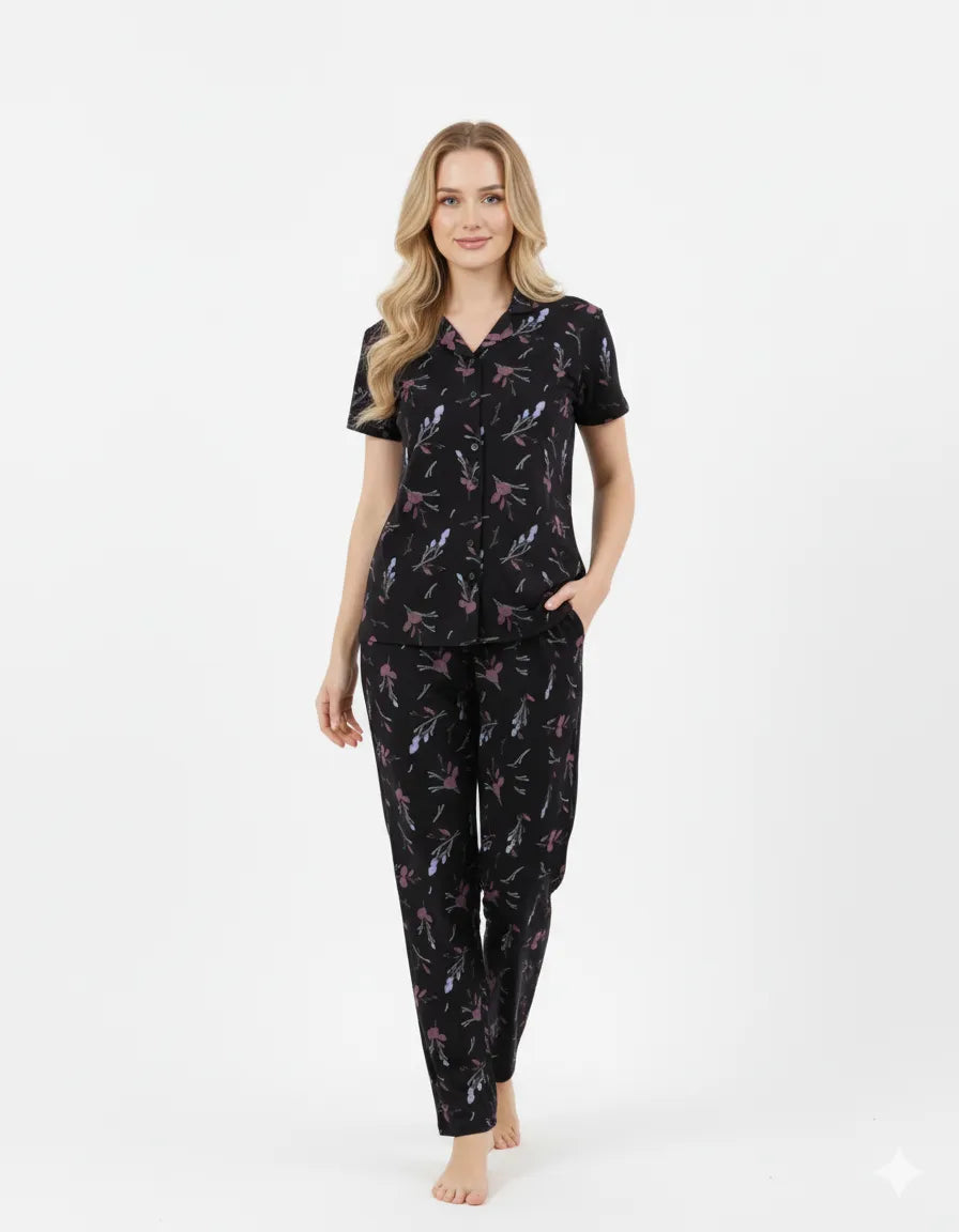 Arolisa Women’s Rayon Lounge Set – Shirt & Pyjama, Relaxed Fit