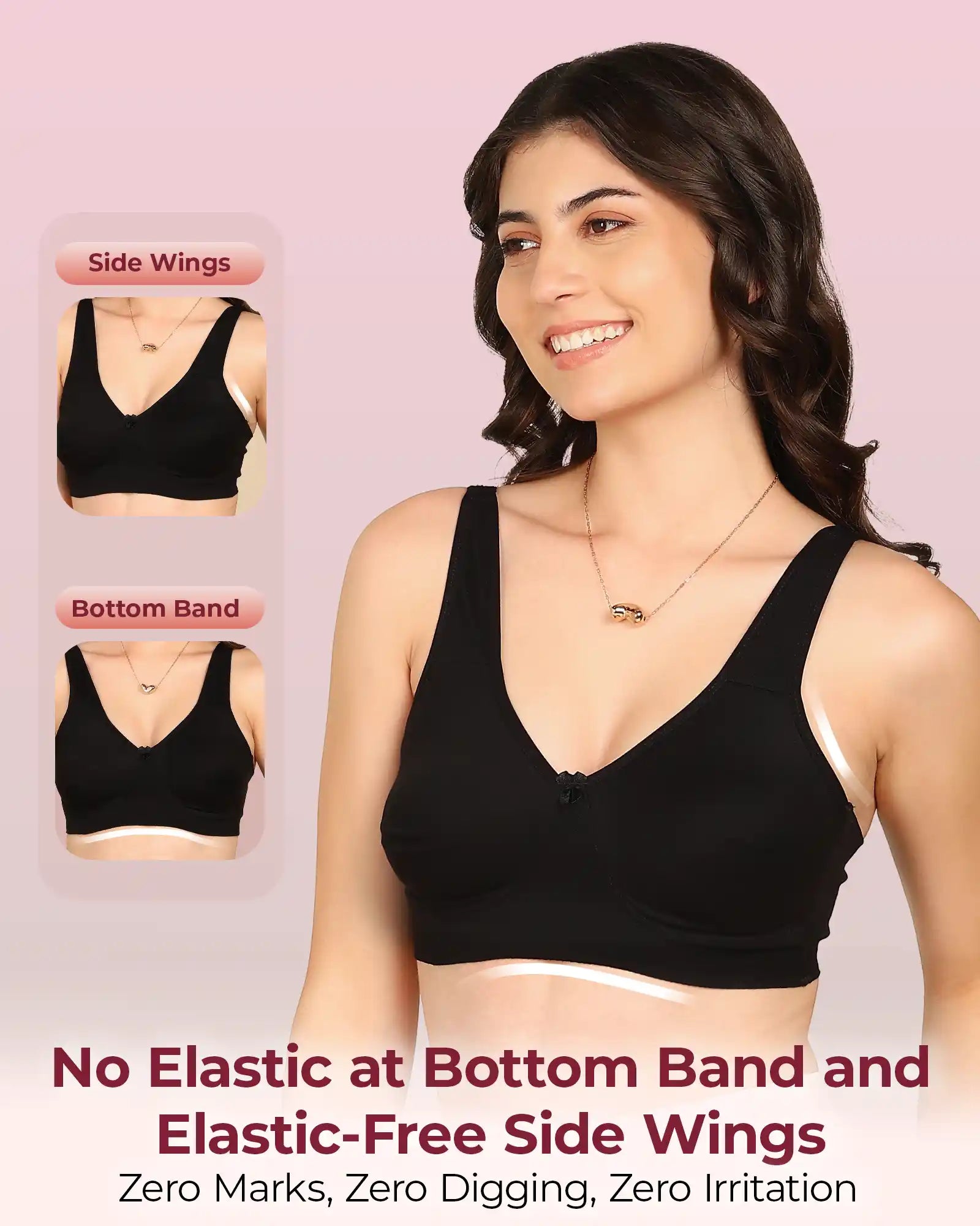 Komli Bonded Breathable Cotton Plus Size Full Coverage Non-Padded Bra (KB-401) (Pack of 2)