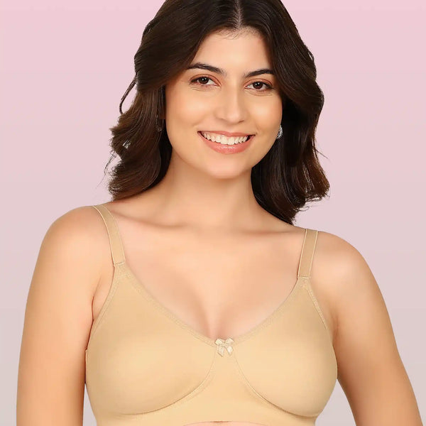 Komli Bonded Breathable Cotton Full Coverage Non-Padded Bra (KB-352-SKIN)