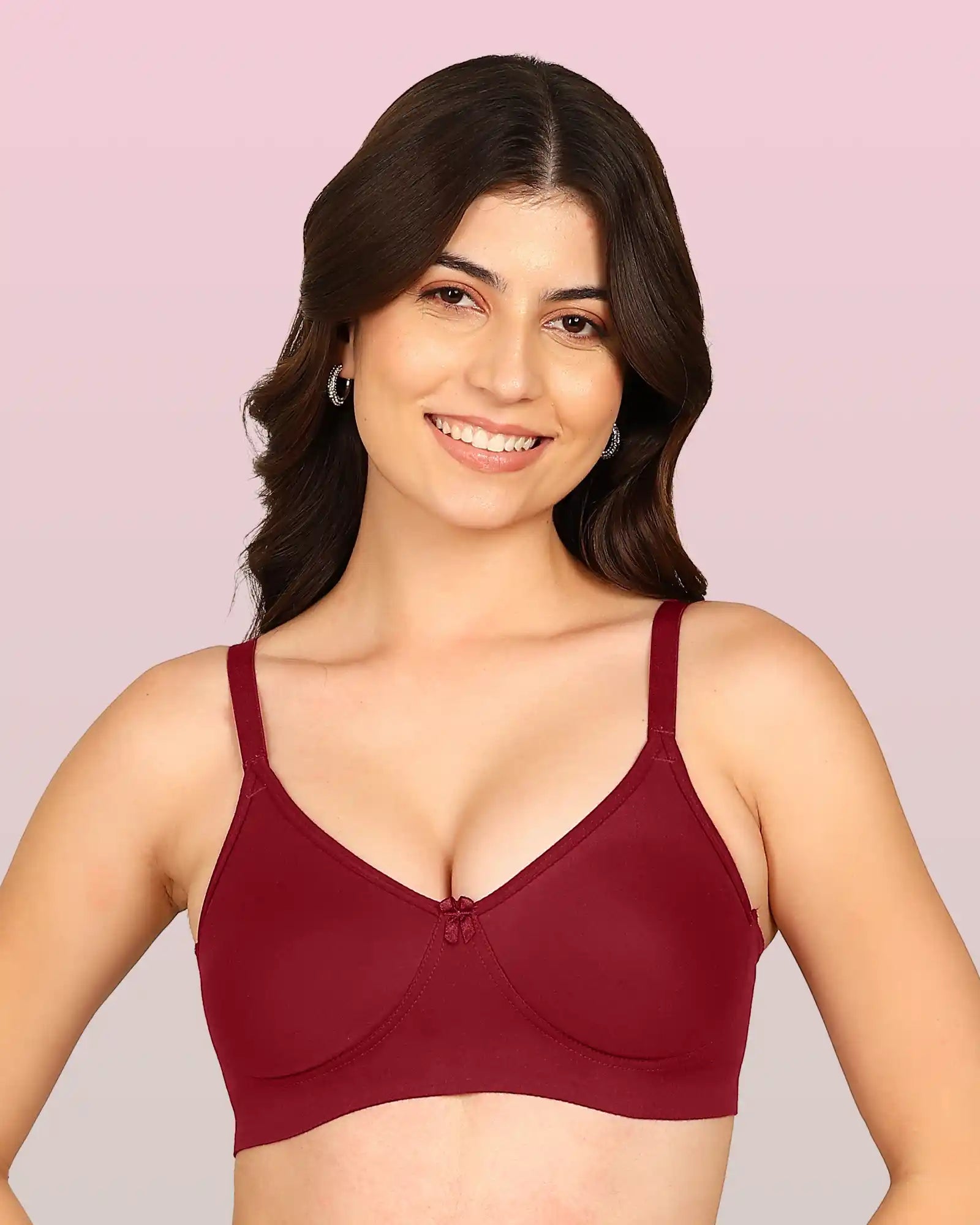 Komli Bonded Breathable Cotton Full Coverage Non-Padded Bra (KB-352-MAGENTA)