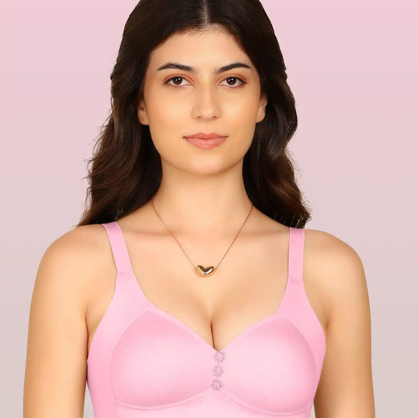 Komli Bonded Breathable Cotton Plus Size M-Frame Minimiser Padded Bra (KB-408-PINK)