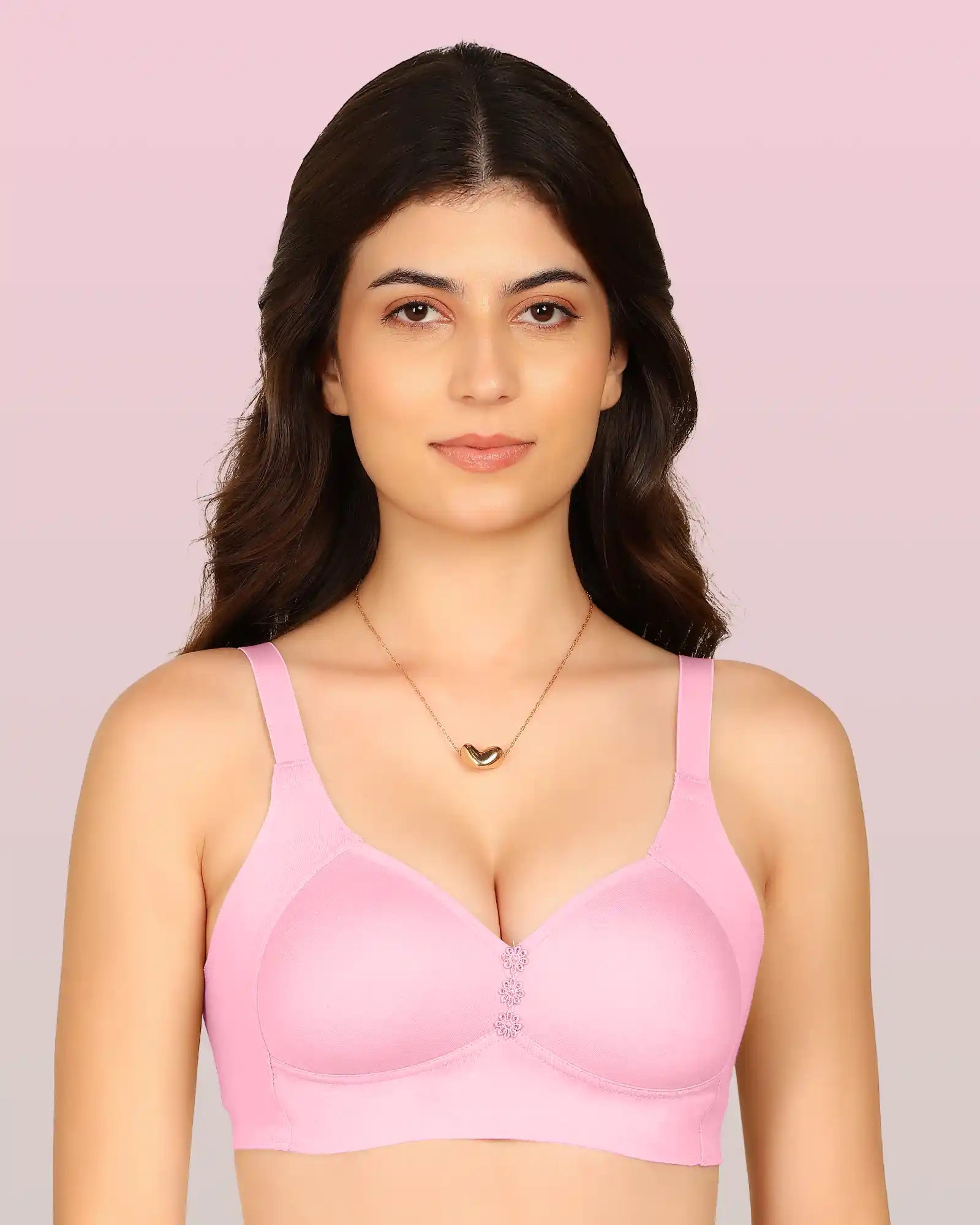 Komli Bonded Breathable Cotton Plus Size M-Frame Minimiser Padded Bra (KB-408-PINK)