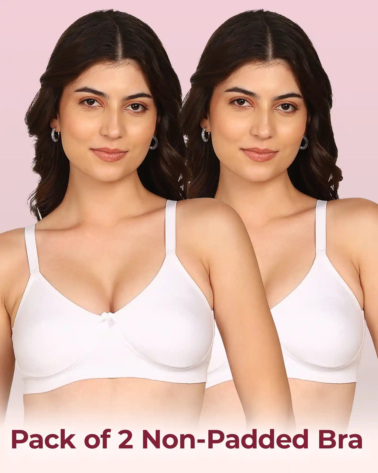 Komli Bonded Breathable Cotton Full Coverage Non-Padded Bra (KB-352) (Pack of 2)
