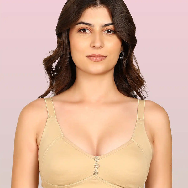 Komli Bonded Breathable Cotton Plus Size M-Frame Minimiser Non-Padded Bra (KB-405-SKIN)