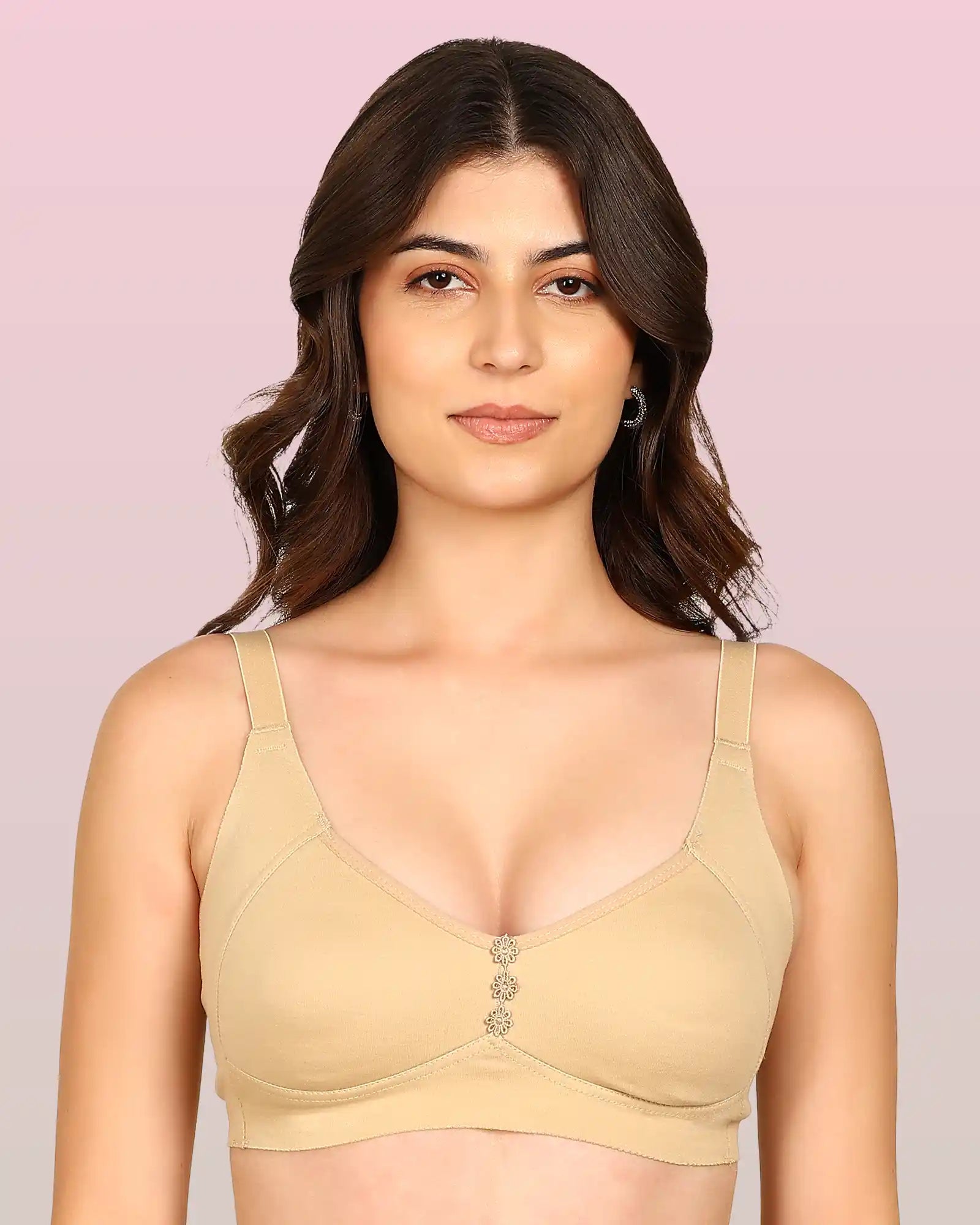 Komli Bonded Breathable Cotton Plus Size M-Frame Minimiser Non-Padded Bra (KB-405-SKIN)