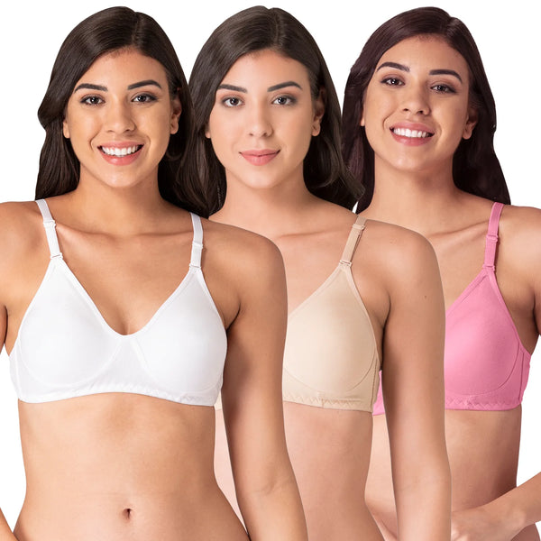 Komli's Non Padded Full Coverage Everyday T-Shirt Bra (K-91-3PC)