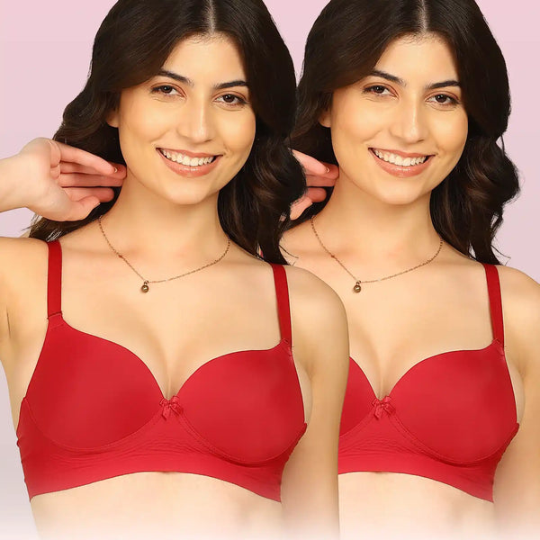 Komli Bonded Polyamide Push-Up 3/4 Coverage Maximiser Bra (Level 2 Padding) (KB-5107) (Pack of 2)