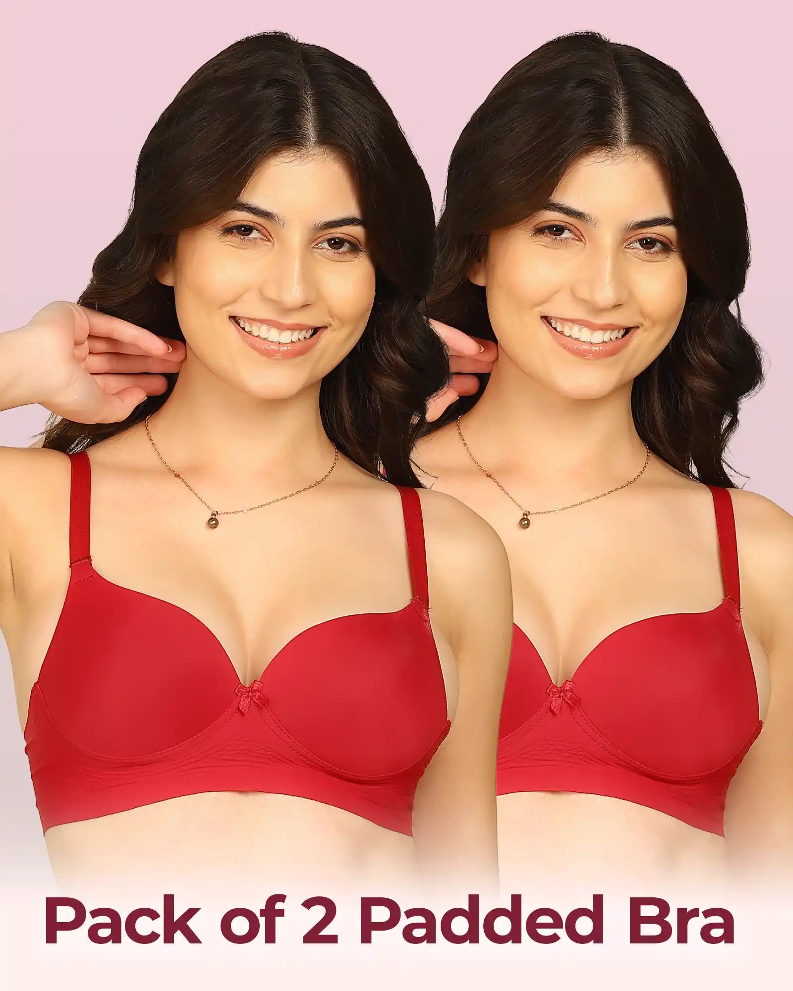 Komli Bonded Polyamide Push-Up 3/4 Coverage Maximiser Bra (Level 2 Padding) (KB-5107) (Pack of 2)