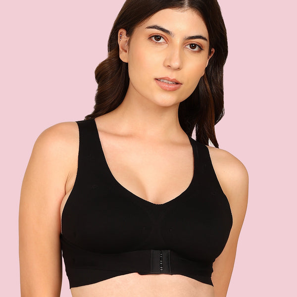 Komli Cotton Bonded Seamless Padded Invisi-Gym Bra (KB-997-BLACK)