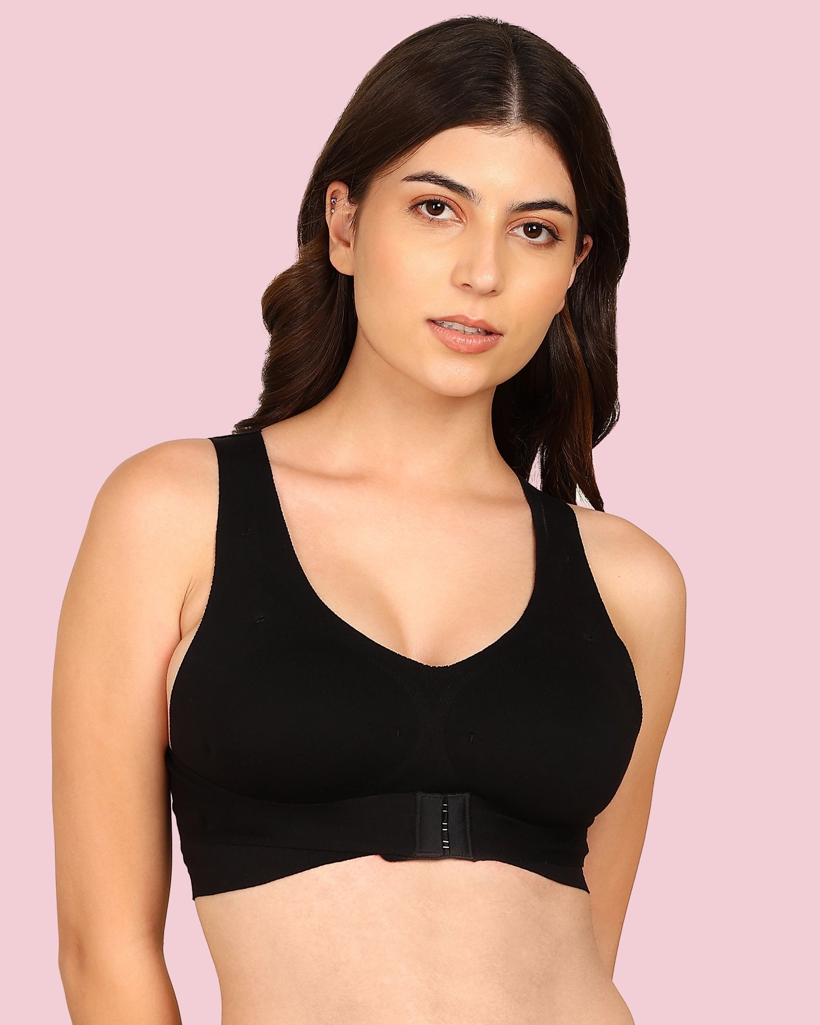 Komli Cotton Bonded Seamless Padded Invisi-Gym Bra (KB-997-BLACK)