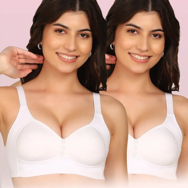 Komli Bonded Breathable Cotton Plus Size M-Frame Minimiser Padded Bra (KB-408) (Pack of 2)