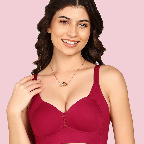 Komli Lightly Padded Cotton Bonded Seamless Minimiser (KB-9203-WINE)