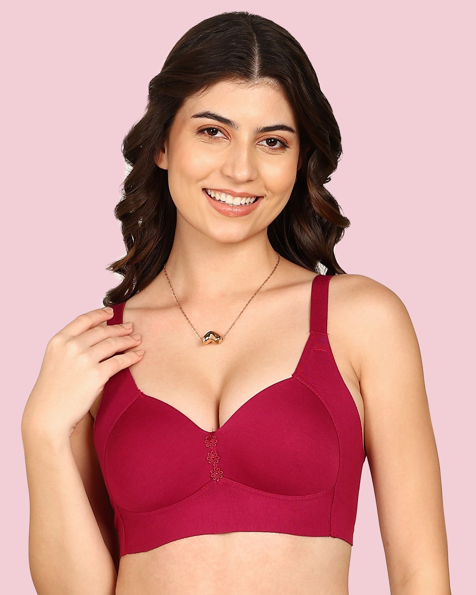 Komli Lightly Padded Cotton Bonded Seamless Minimiser (KB-9203-WINE)