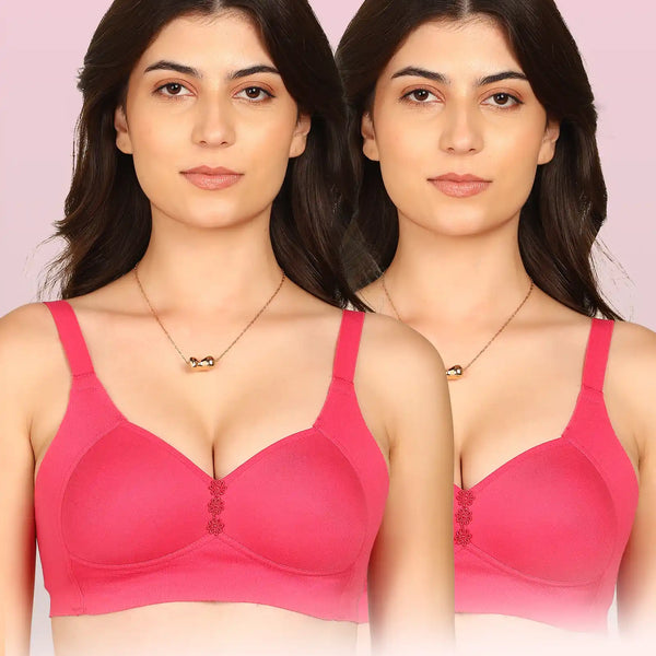 Komli Bonded Breathable Cotton Plus Size M-Frame Minimiser Padded Bra (KB-408) (Pack of 2)