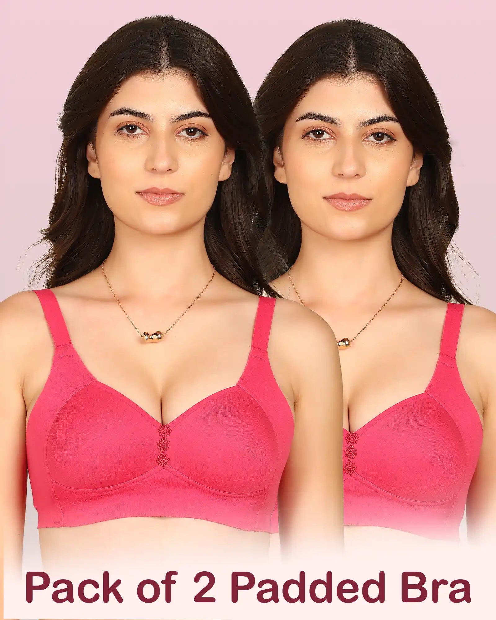 Komli Bonded Breathable Cotton Plus Size M-Frame Minimiser Padded Bra (KB-408) (Pack of 2)