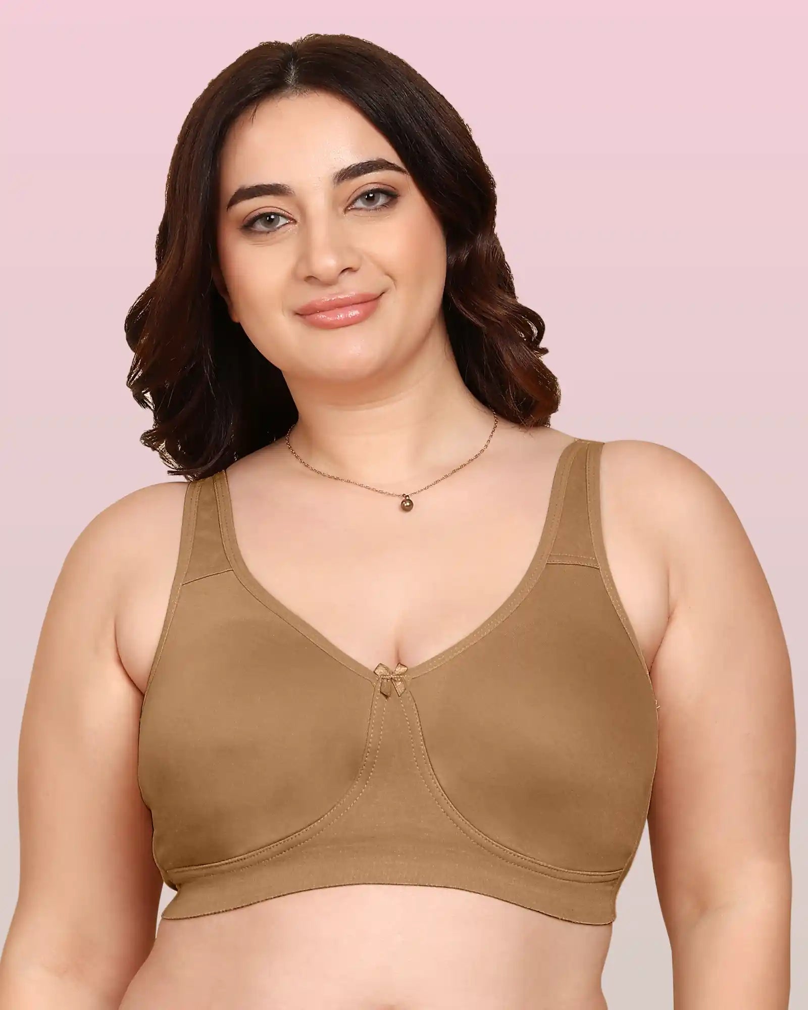 Komli Bonded Breathable Cotton Plus Size Full Coverage Non-Padded Bra (KB-401-FAWN)