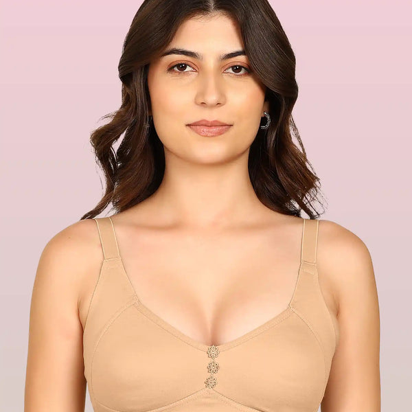 Komli Bonded Breathable Cotton Plus Size M-Frame Minimiser Non-Padded Bra (KB-405-FAWN)
