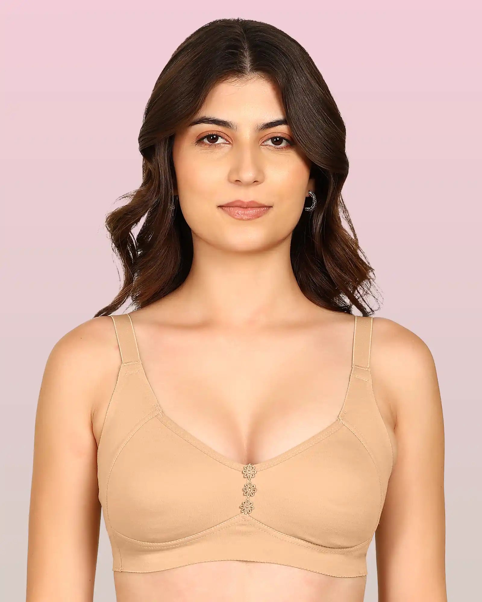 Komli Bonded Breathable Cotton Plus Size M-Frame Minimiser Non-Padded Bra (KB-405-FAWN)