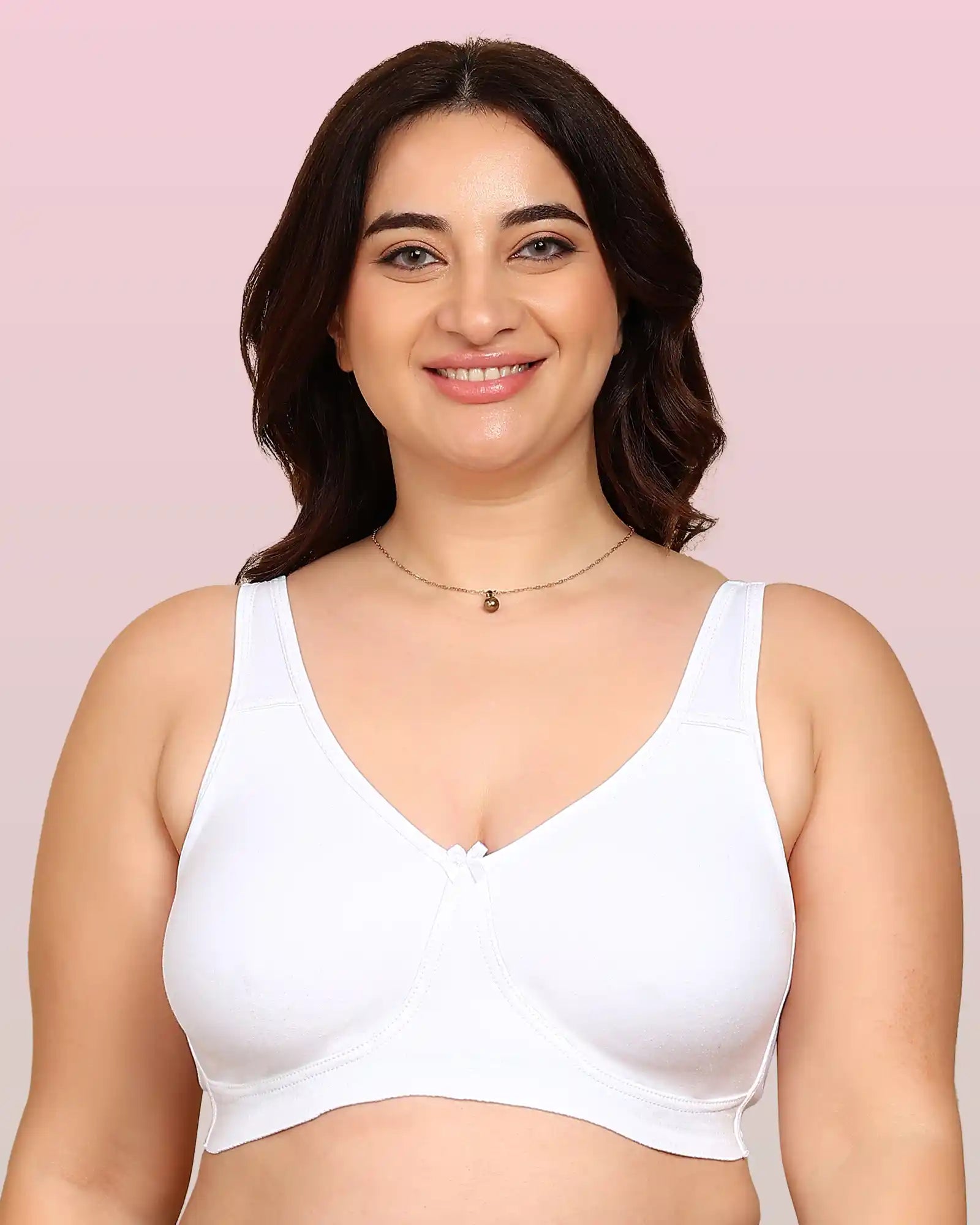 Komli Bonded Breathable Cotton Plus Size Full Coverage Non-Padded Bra (KB-401-WHITE)